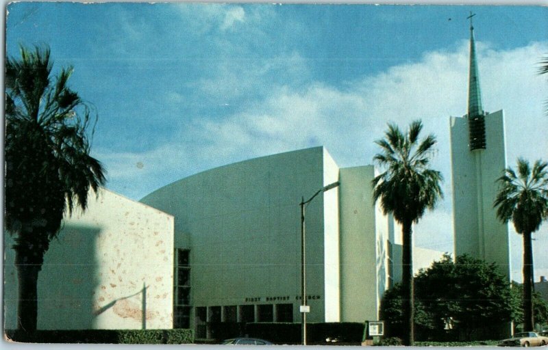 First Baptist Church Long Beach Pine Ave. California Postcard