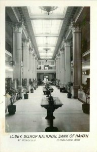 Bishop National Bank Honolulu Hawaii Interior 1953 RPPC Photo Postcard 20-1869