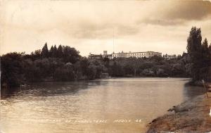 D70/ Chapeltepec Mexico Foreign RPPC Postcard Castillo Y Lago Building c1940s