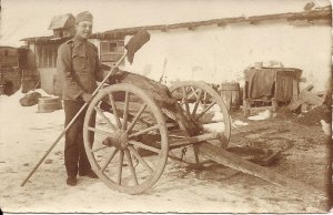 RPPC WWI Austrian Army, Soldier, Damaged Artillery, Uniform, 1914-18