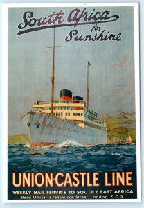 UNION CASTLE LINE Repro Ship Advertising SOUTH AFRICA for Sunshine 4x6 Postcard