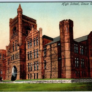 c1910s Sioux City, IA High School EPIC Castle Brick Stone Building Postcard A116