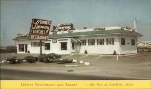 Canton OH Linway Restaurant & Bakery Roadside Postcard