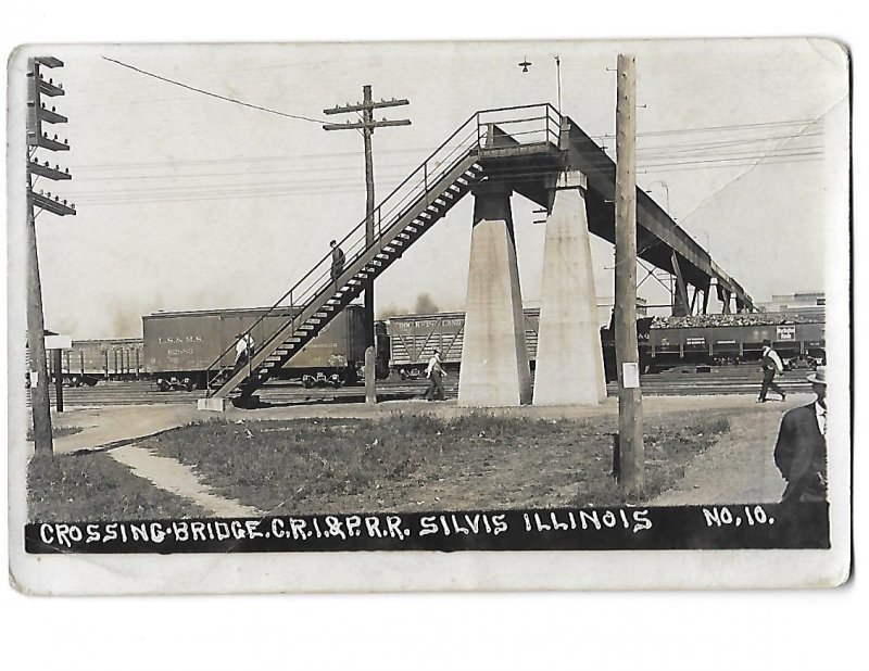 RPPC Crossing Bridge C R I & PRR Railroad Train Box Cars Silvis Illinois 1911
