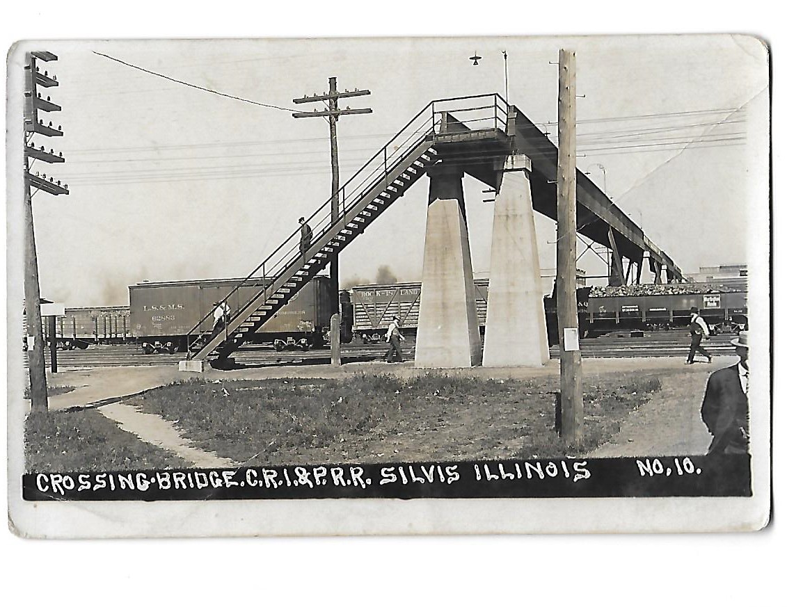 RPPC Crossing Bridge C R I & PRR Railroad Train Box Cars Silvis