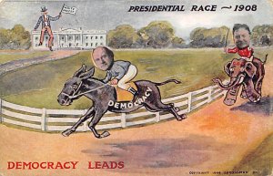 Democracy Leads Presidential Race Comic View Postcard Backing 