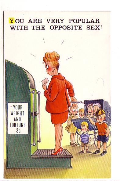 Fitzpatrick Bamforth 2359 Comic, Pregnant Woman, Baby Carriage and Many Child...