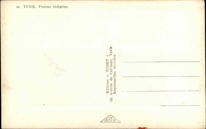 Vintage JESTIM RPPC Tunis Tunisia Indigenous Woman Native Clothing Real Photo