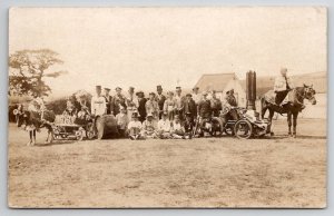 UK 1919 Peace Day Celebration People Costumes Band Horse Automobile Postcard T22