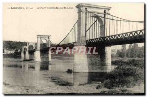 Old Postcard Langeais Suspension Bridge on the Loire