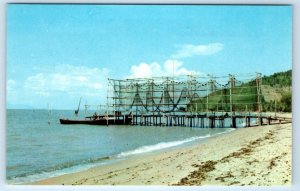 Fishermen's Nets Hung out for Drying PENANG Fishing Village Malaysia Postcard