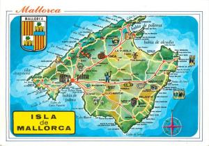 Spain Mallorca Island Map Postcard