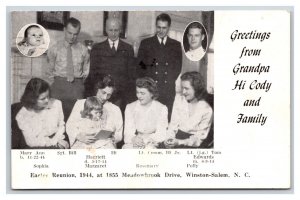 RPPC Hi Family Reunion Greetings 1944 Winston-Salem NC Postcard Named I19