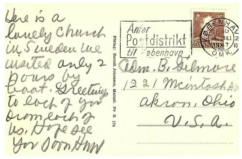Lund, Klosterkyrkan Church Sweden Vintage Postcard Posted 1947
