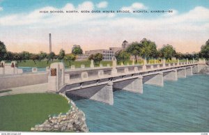 WICHITA, Kansas, 1930-1940s; High School North Seen Over Minisa Bridge