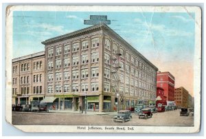 1928 Hotel Jefferson Exterior Roadside South Bend Indiana IN Posted Postcard