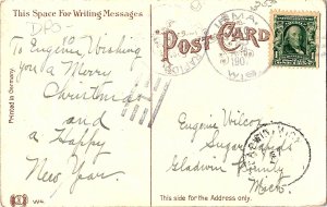 Wishing you a Merry Christmas Angels Tree 1907 Postcard