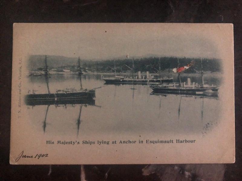 Mint Canada RPPC Real Picture Postcard His Majesty Ships In Esquimault Harbour