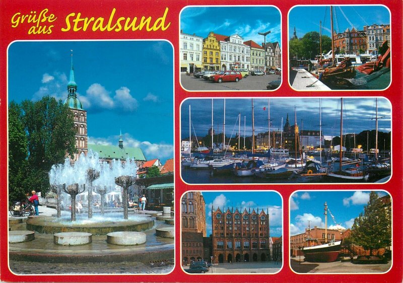 Germany Postcard Grusse aus Straslund different aspects and sites