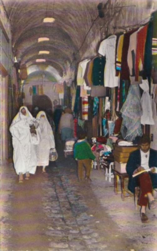 Tunis Typical Market Scene Locals In Typical Costume 1964