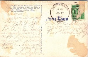 Mt Hood From Lost Lake Oregon OR Postcard PM Jefferson Cancel WOB Note VTG