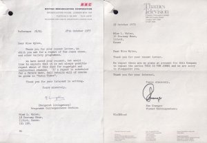 1975 Tom Jones BBC & ITV Letter To Fan Radio Times Reply