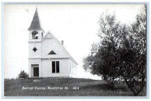 c1950's Baptist Church Bell Tower Princeton Maine ME RPPC Photo Postcard