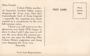 Celeste Holm Star of Stage & Screen Featured In Avon Advertising Postcard