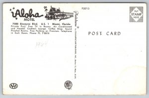 1964  Aloha Motel  Miami   Florida   Postcard