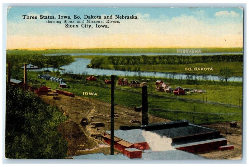 c1910's Three States Iowa South Dakota And Nebraska Sioux City Iowa IA Postcard