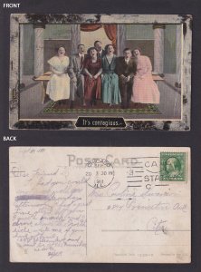 UNITED STATES, Postcard, It's contagious, People Yawning