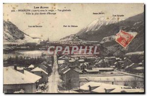 Old Postcard Briancon under snow General view City the highest in Europe