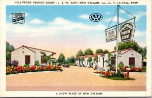 Linen Postcard Hollywood Tourist Court US 90 East in New Orleans, Louisiana