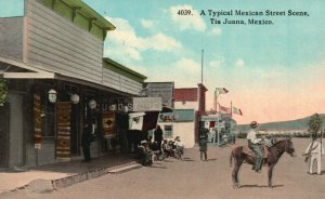 Vintage Postcard 1910's A Typical Mexican Street Scene Tia Juana Mexico MX