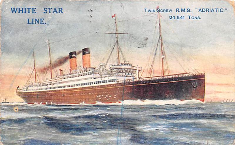 White Star Line, Twin Screw RMS Adriatic Ship 1924 Missing Stamp 