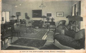 Postcard View of the Simpkinson Living Room in Pasadena, California~119977