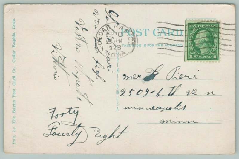 Cedar Rapids Iowa~Third St from 1st Ave.~Mainstreet~20s Cars~Tracks~1929