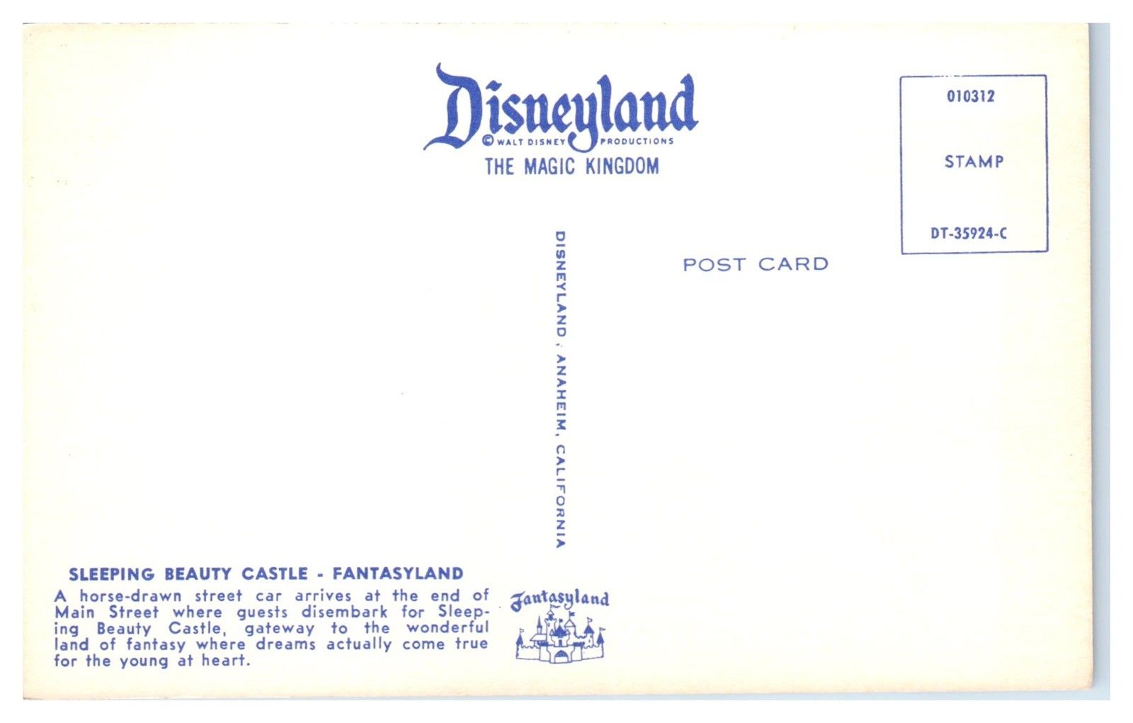 Sleeping Beauty's castle, 15th anniversary edition postcar…