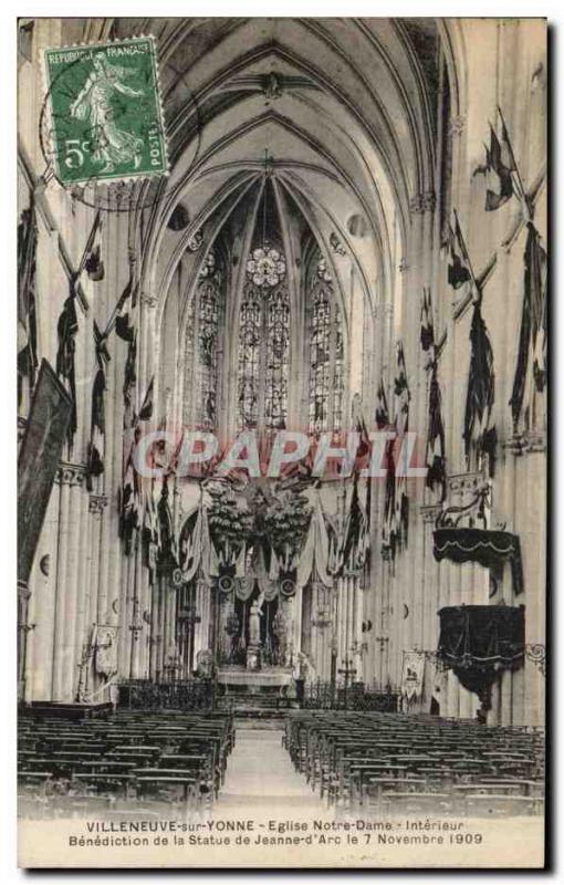 Old Postcard Villeneuve sur Yonne Eglise Notre Dame Interior Blessing of the ...