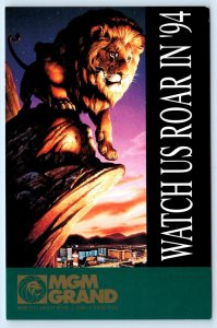 LAS VEGAS, NV Watch Us Roar in 1994 MGM GRAND Lion & Theme Park 4x6 Postcard