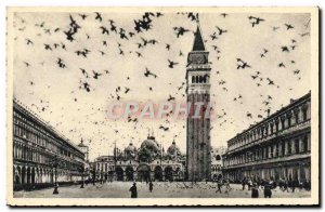 Old Postcard Venezia Marco Plazzo S E S Campanite Place And Marc Campanile