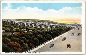 VINTAGE POSTCARD THE PROPOSED NEW NORTH HILL VIADUCT AT AKRON OHIO