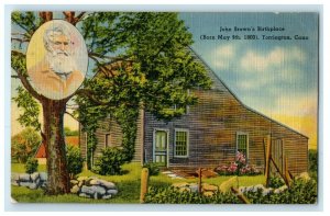 1942 John Brown's Birthplace Torrington Connecticut CT Vintage Postcard