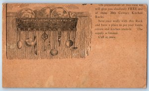 c1905 Twentieth Century Kitchen Rack Advertising Antique Unposted Postcard