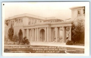 RPPC LONG BEACH, CA ~ Earthquake POLYTECHNIC HIGH SCHOOL Dome 1933 Postcard