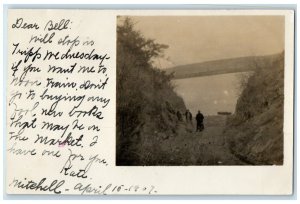 1907 Lake Scene Boat Mitchell South Dakota SD RPPC Photo Posted Antique Postcard