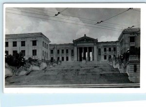 RPPC  HAVANA, CUBA ~ View of UNIVERSIDAD University ca 1940s Real Photo Postcard