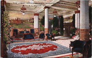 The Lobby Hotel Raleigh Washington DC Vintage Postcard C083