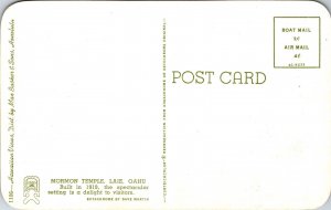 Mormon Temple Laie Oahu Hawaii Religious Tropical Pool Chrome Postcard 