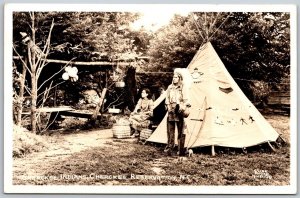 Vtg North Carolina NC Cherokee Indians Reservation RPPC Cline Photo Postcard